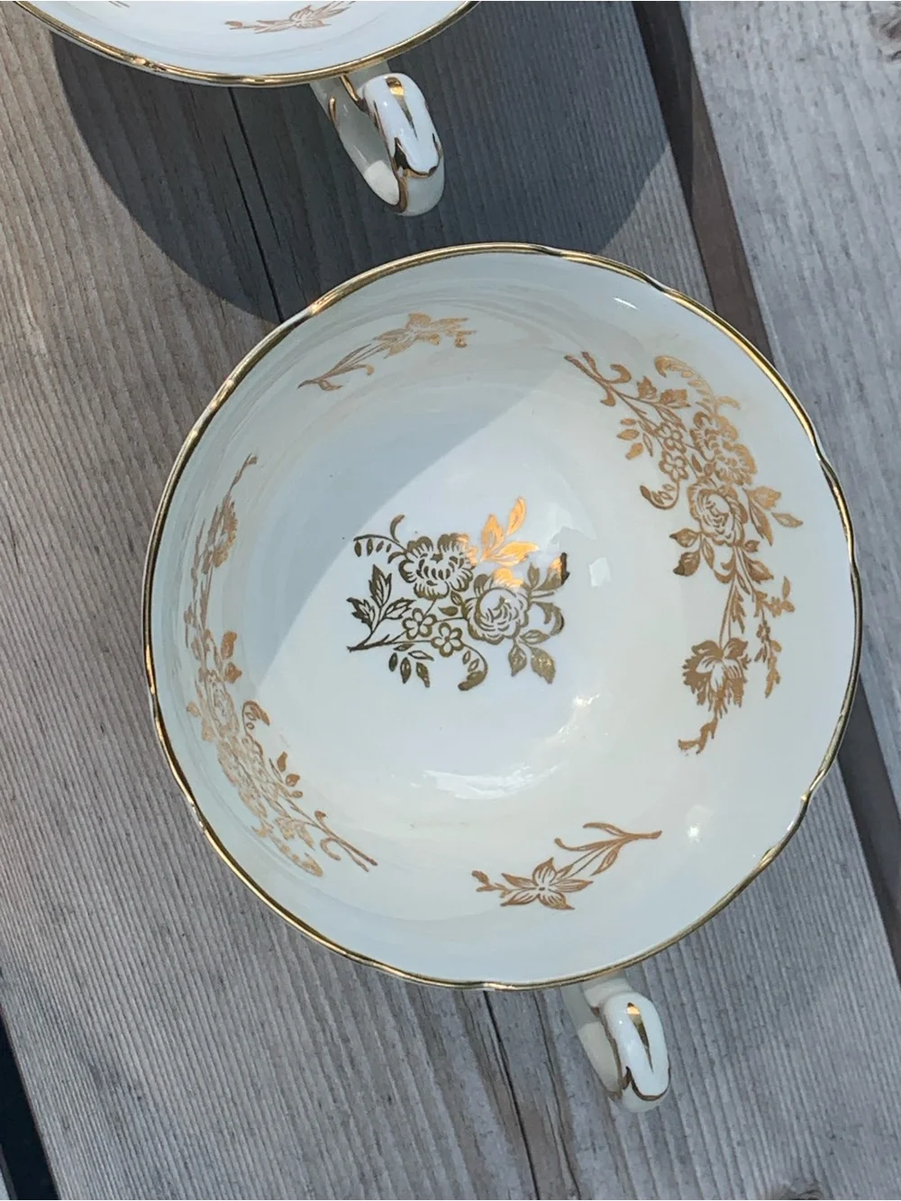 Vintage Paragon Fine Bone China Tea Cup- White & Gold Floral Filigree c.1960-63